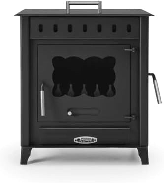 Estufa de Le?a con Horno Vesubio 1 de 12,6 kW - Dise?o Ecol¨®gico 2022, Acero 4 mm, Salida Trasera 150 mm, Estilo Cl¨¢sico