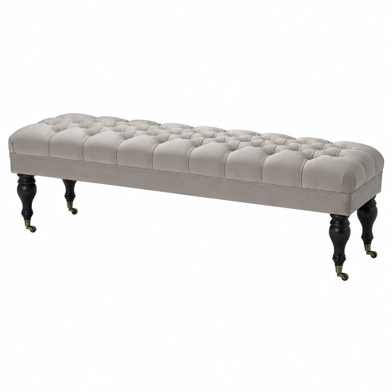 Taburete Chesterfield de Lujo en Gris para Sala de Estar