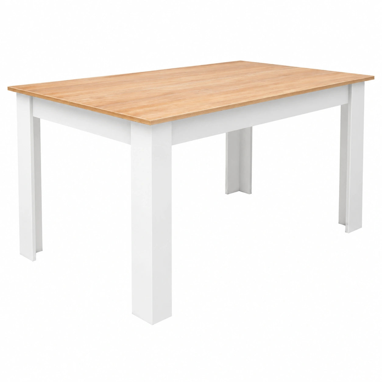 Mesa de Comedor Denver 138x90x75cm, Blanco y Cambria, para Salón y Cocina
