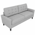 Sofá 3 Plazas Minimalista, Tela Resistente, Cojines Desenfundables y Patas de Madera – Cómodo Sofá Moderno para Salón 184 cm Gris Claro