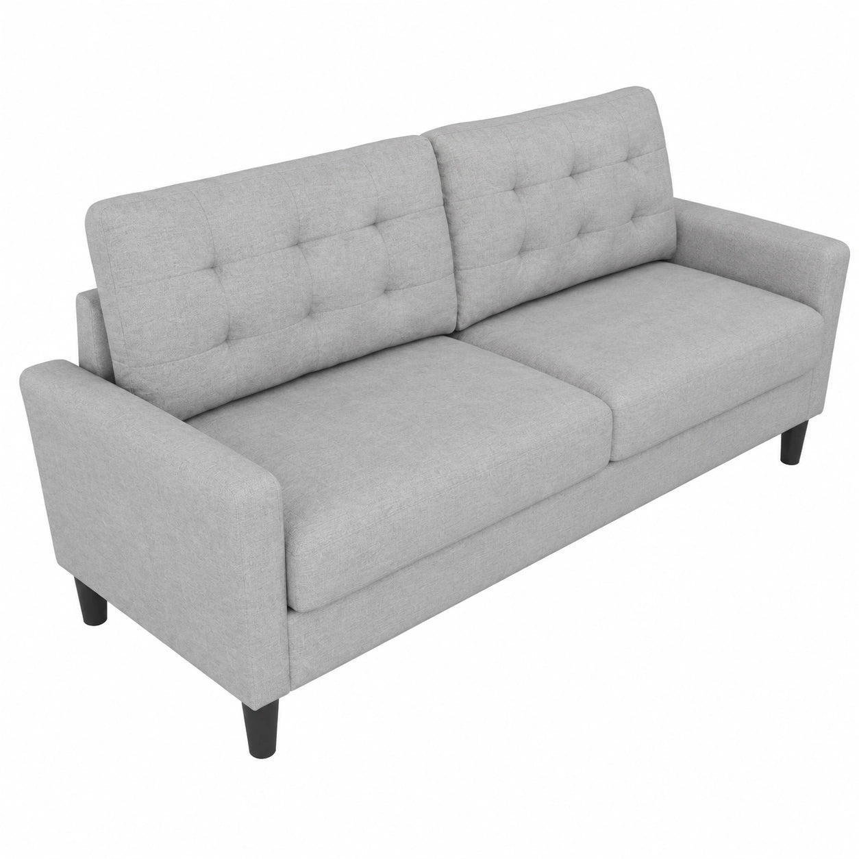 Sofá 3 Plazas Minimalista, Tela Resistente, Cojines Desenfundables y Patas de Madera – Cómodo Sofá Moderno para Salón 184 cm Gris Claro