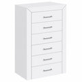 Cómoda de 6 Cajones de Madera Maciza de Pino, Serie Kalpe, 102x50x40 cm, Blanca