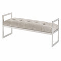Banco Chesterfield de Lujo en Gris y Cromo para Salón