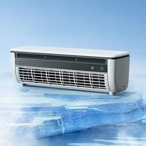 Climatizador port¨¢til sin cables de 6000 mAh, carga inal¨¢mbrica, sin instalaci¨®n, silencioso para RV, dormitorio, oficina, camping (blanco)