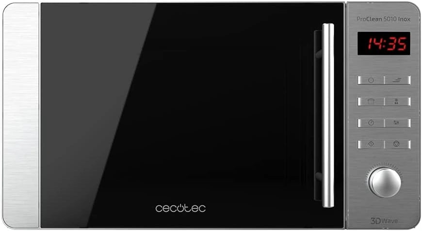 Microondas Cecotec ProClean 5010 Inoxidable con Grill, 20L, Recubrimiento Ready2Clean, 700W, Grill de 800W, 5 Niveles, 8 Programas, Temporizador 60 Min, Pantalla LED