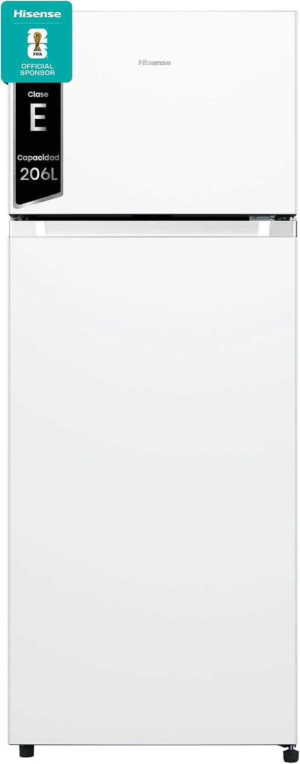 Frigor¨ªfico Dos Puertas Hisense 206L, Clase E, 143cm, Caj¨®n para Frutas, LED, Puertas Reversibles, 40dBA, Blanco