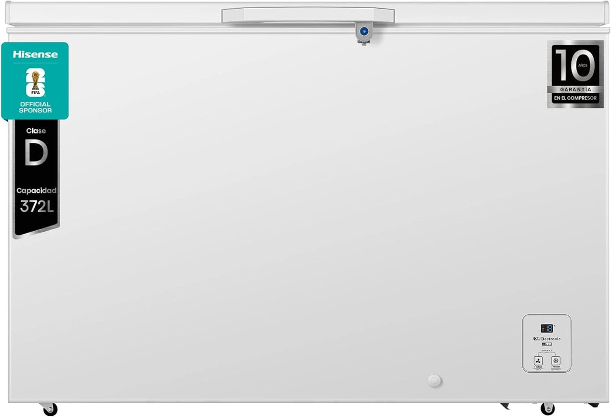 Hisense Arc¨®n Congelador 372L, Clase D, 85.8x124.3 cm, Blanco, Congelaci¨®n R¨¢pida