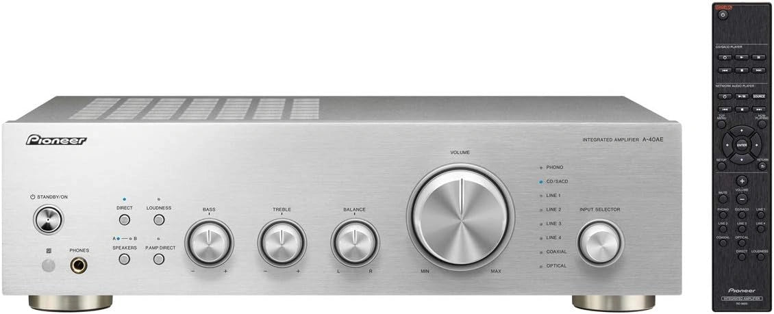 Amplificador Est¨¦reo Pioneer A-40AE Plata con Entradas Phono MM y Digital