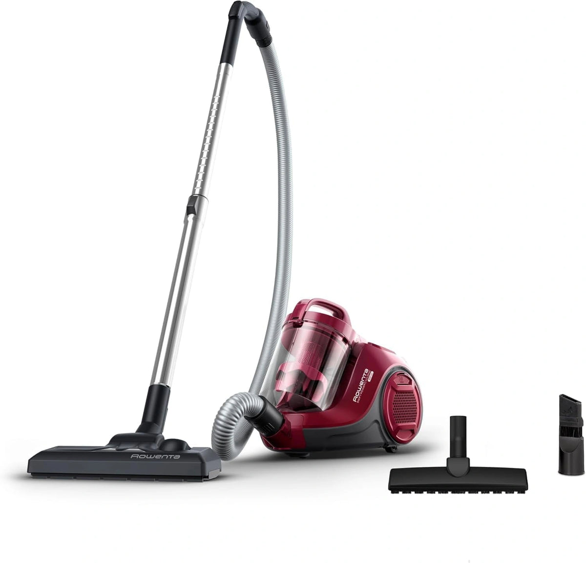 Rowenta Aspiradora Sin Bolsa 750W para Parquet, Tecnolog¨ªa Cicl¨®nica, Cabezal de Alto Rendimiento, Motor Effitech, Color Burdeos