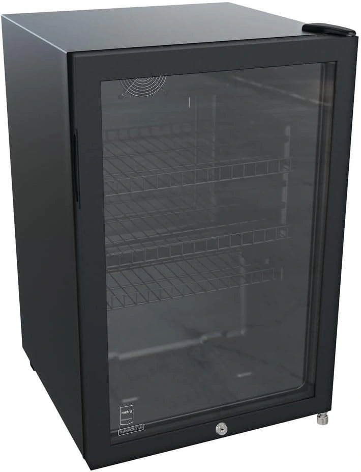 Frigor¨ªfico Vertical METRO Professional GSC2125B, 118L, Puerta de Cristal, Negro, Eficiencia Energ¨¦tica, Iluminaci¨®n LED, 3 Estantes Ajustables