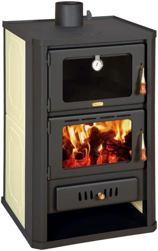Conjunto de Energ¨ªa Balkan: Estufa de Le?a Prity FG W15 19,4 kW con Horno y Aspirador de Cenizas Ribitech 18 L