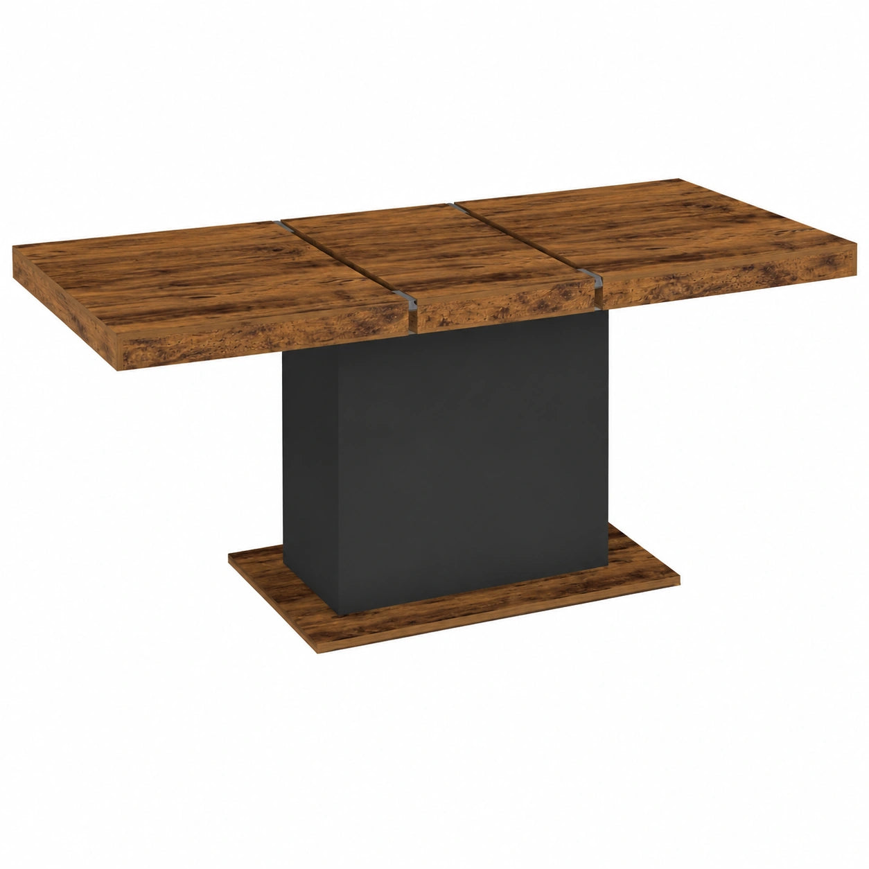 Mesa de comedor extensible para 6-10 personas, estilo vintage y negro, 160-200 cm