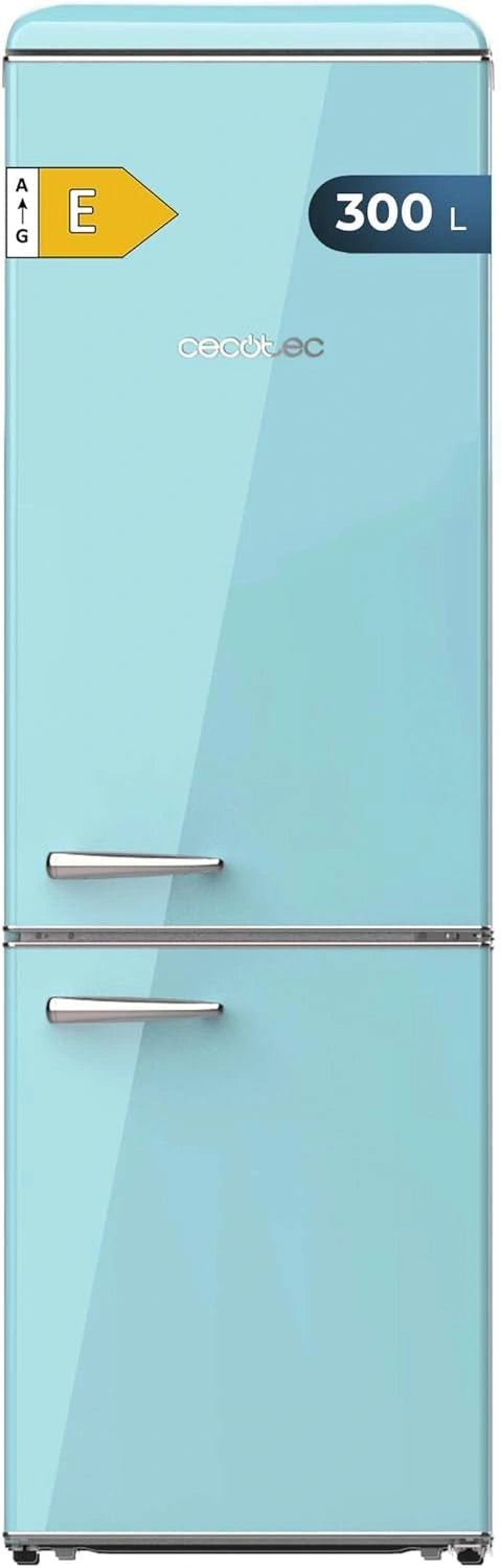 Refrigerador Combi Retro 300L Cecotec Bolero Clase E, Luz Interior, Control de Temperatura