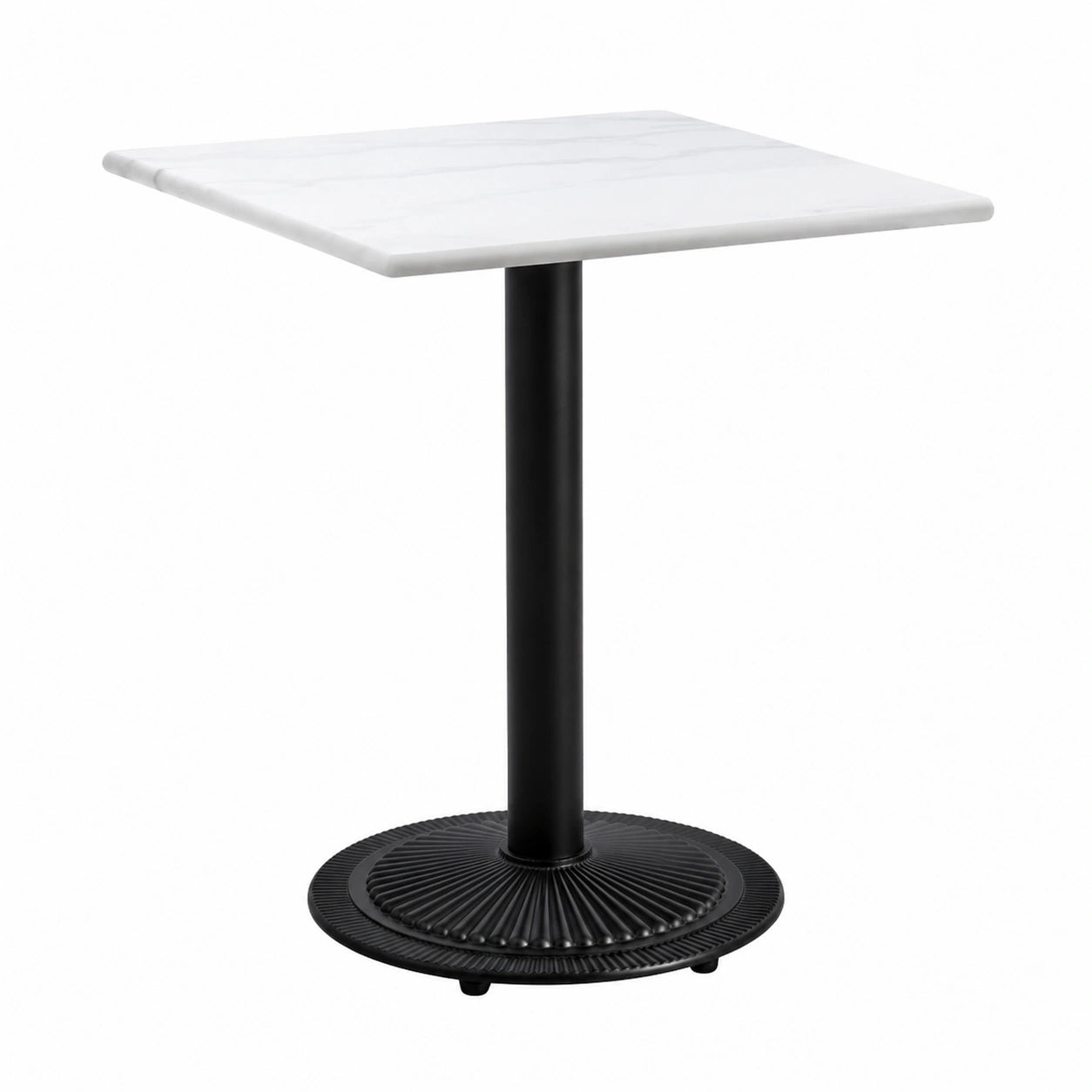 Mesa de Jardín Blumfeldt Patras Pearl - Mármol, Hierro Fundido, Uso Interior/Exterior, Resistente Clima, 60x72x60 cm, Blanca