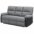 Sofá Reclinable de 3 Plazas Lincoln en Negro y Gris Oscuro