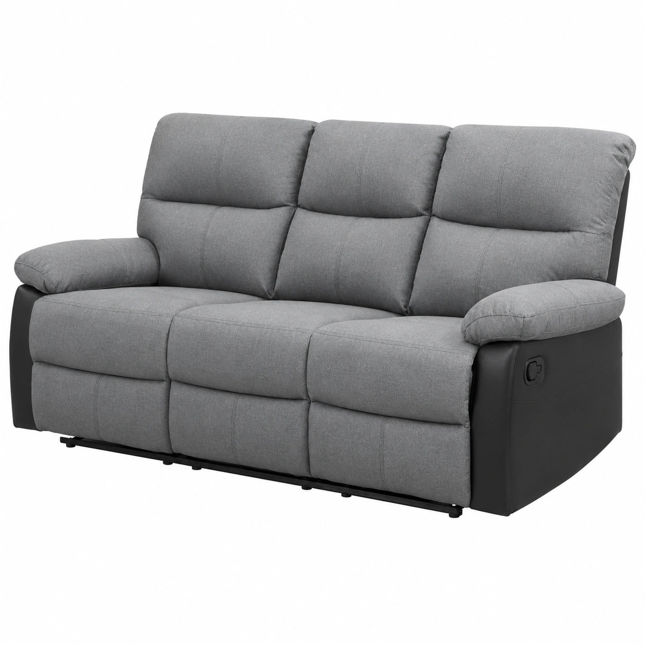 Sofá Reclinable de 3 Plazas Lincoln en Negro y Gris Oscuro