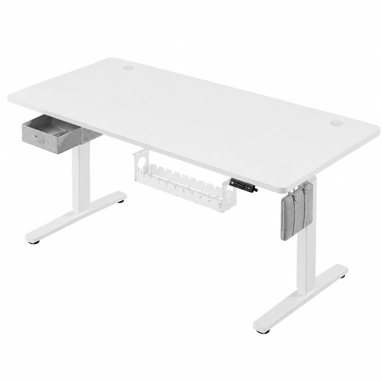 Escritorio Eléctrico Ajustable 180x80cm con Cajón y USB, Blanco
