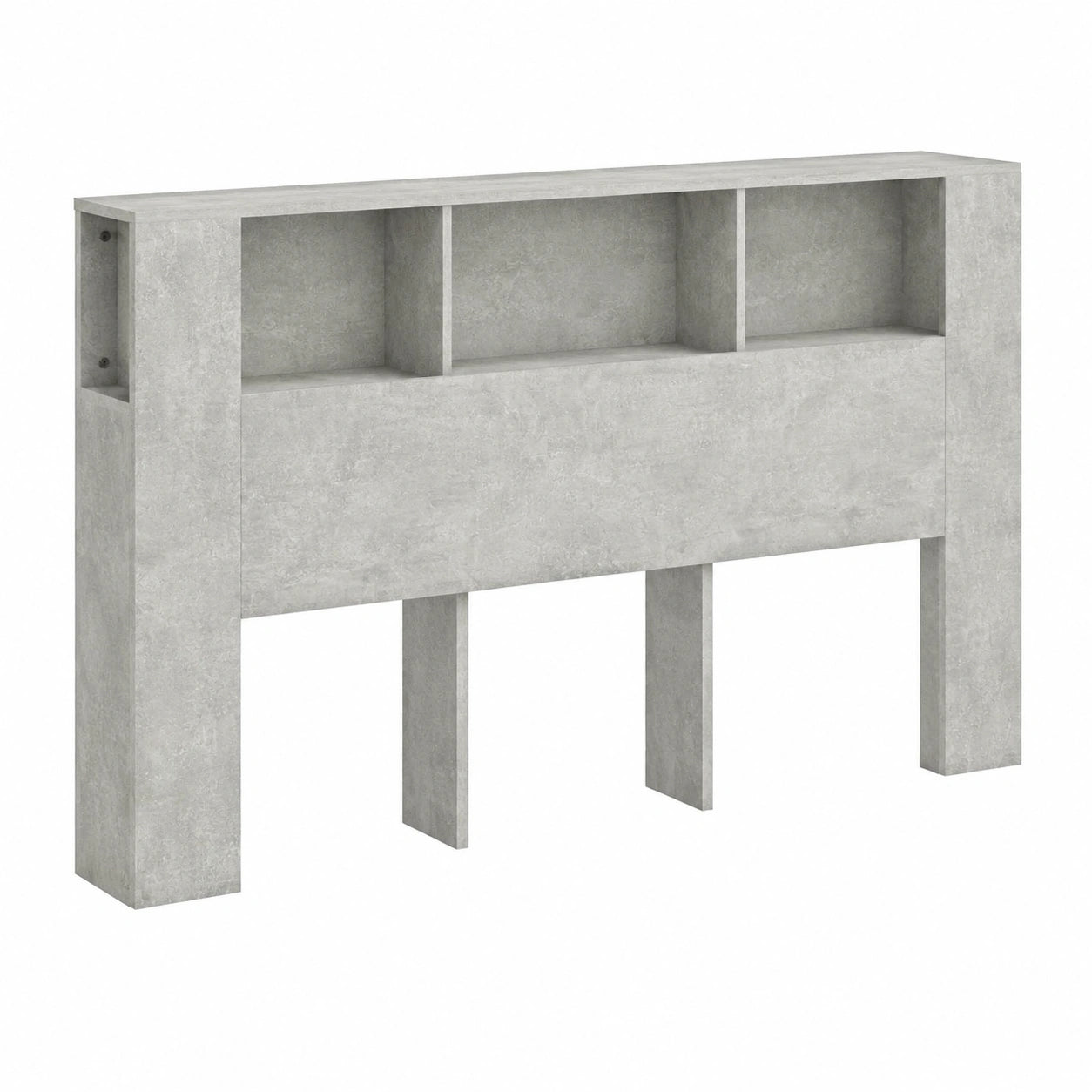 Cabecero con Almacenaje para Dormitorio, Estantería y Decoración, Gris Hormigón 160x18,5x104,5 cm