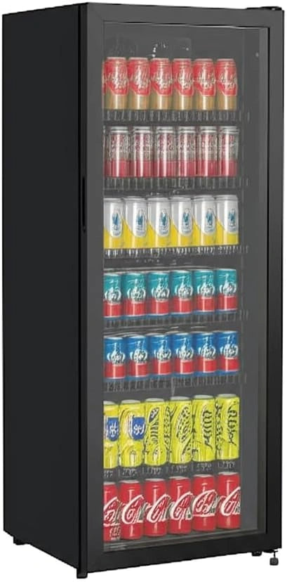 Refrigerador de Bebidas con Puerta de Vidrio y Luz LED, 237L, Negro