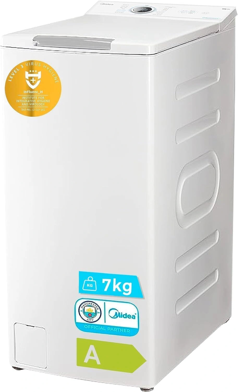 Lavadora Midea de 7 kg, 1200 RPM, 15 Programas, Ultra Delgada con Vapor y Modo ECO