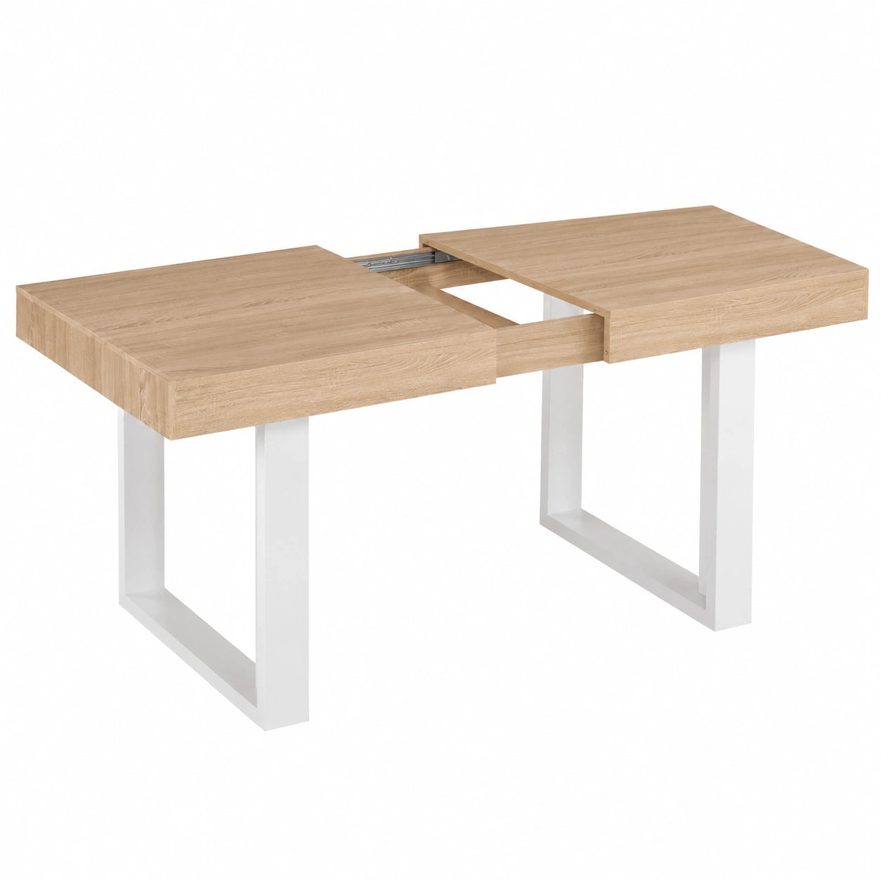 Mesa de Comedor Extensible Phoenix de Madera, Capacidad para 6-10 Personas, Blanco, 160-200 cm