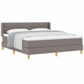 Cama Tapizada Taupe con Colchón, Cabecero Ajustable, 180x200 cm