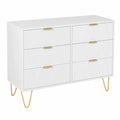 Cajonera Blanca de 6 Cajones para Dormitorio y Salón, 100 x 34 x 73cm