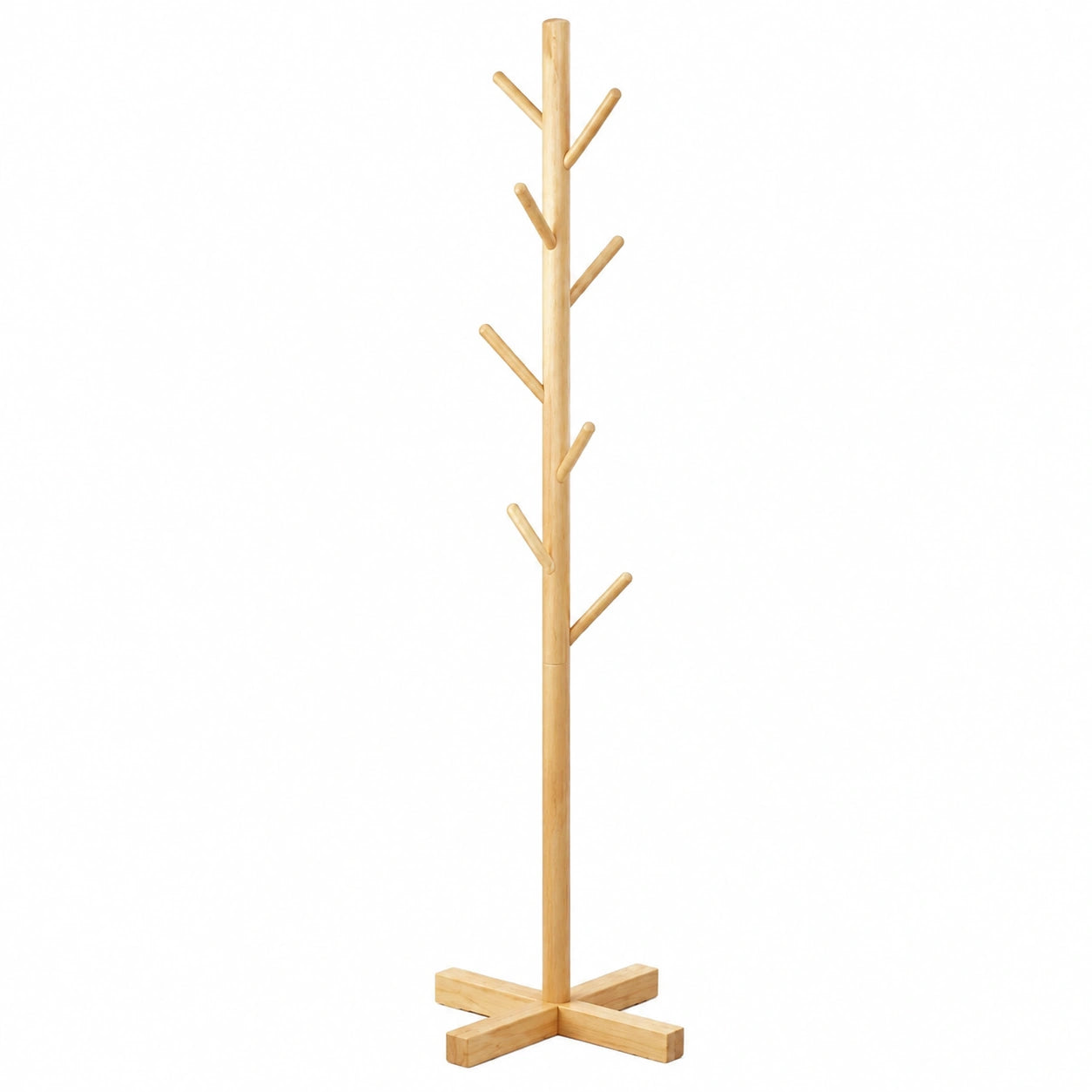 Perchero de Madera de Pino con Ganchos Múltiples, 150cm, Ideal para Pasillo y Dormitorio