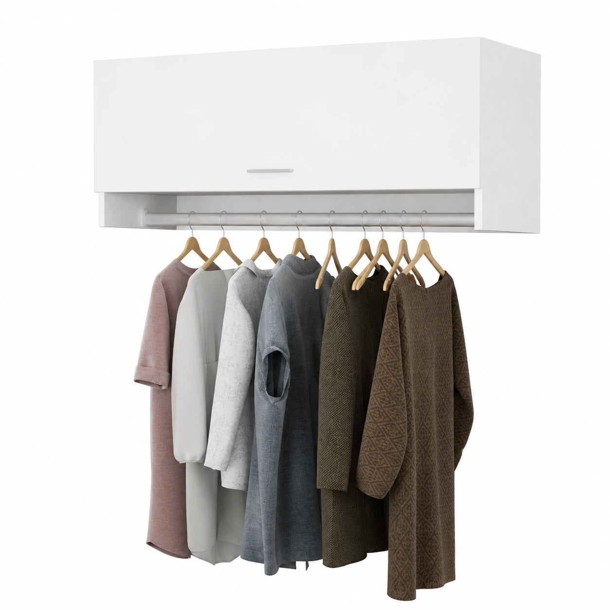 Armario de Pared Plegable para Baño con Tendedero, Blanco 100x32,5x35 cm