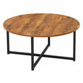 IDMarket - Mesa de centro redonda Hawkins 80 cm, madera oscura, estilo industrial