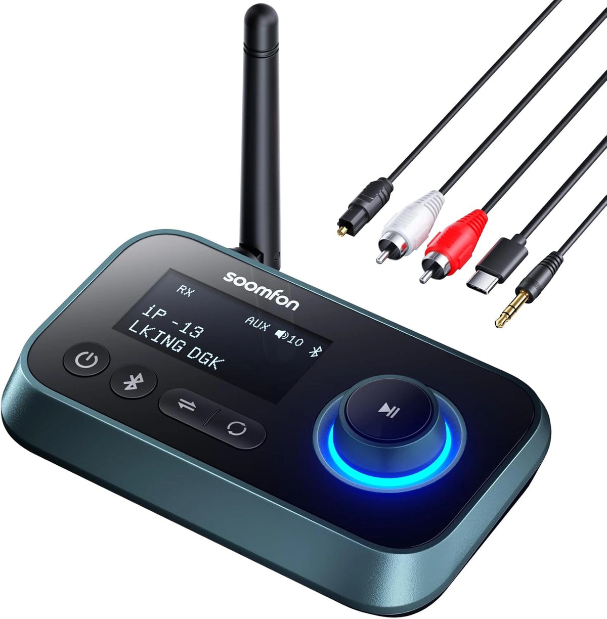 Adaptador Bluetooth 5.3 SOOMFON con Pantalla LCD, 3 en 1 para TV, Auriculares y Altavoces