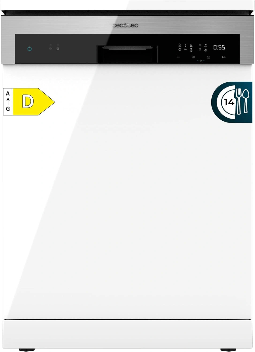 Lavavajillas Cecotec Bolero 6200: 14 cubiertos, 6 programas, Clase D, Dual Zone, Dry+, Turbo, Media Carga, Inicio Diferido