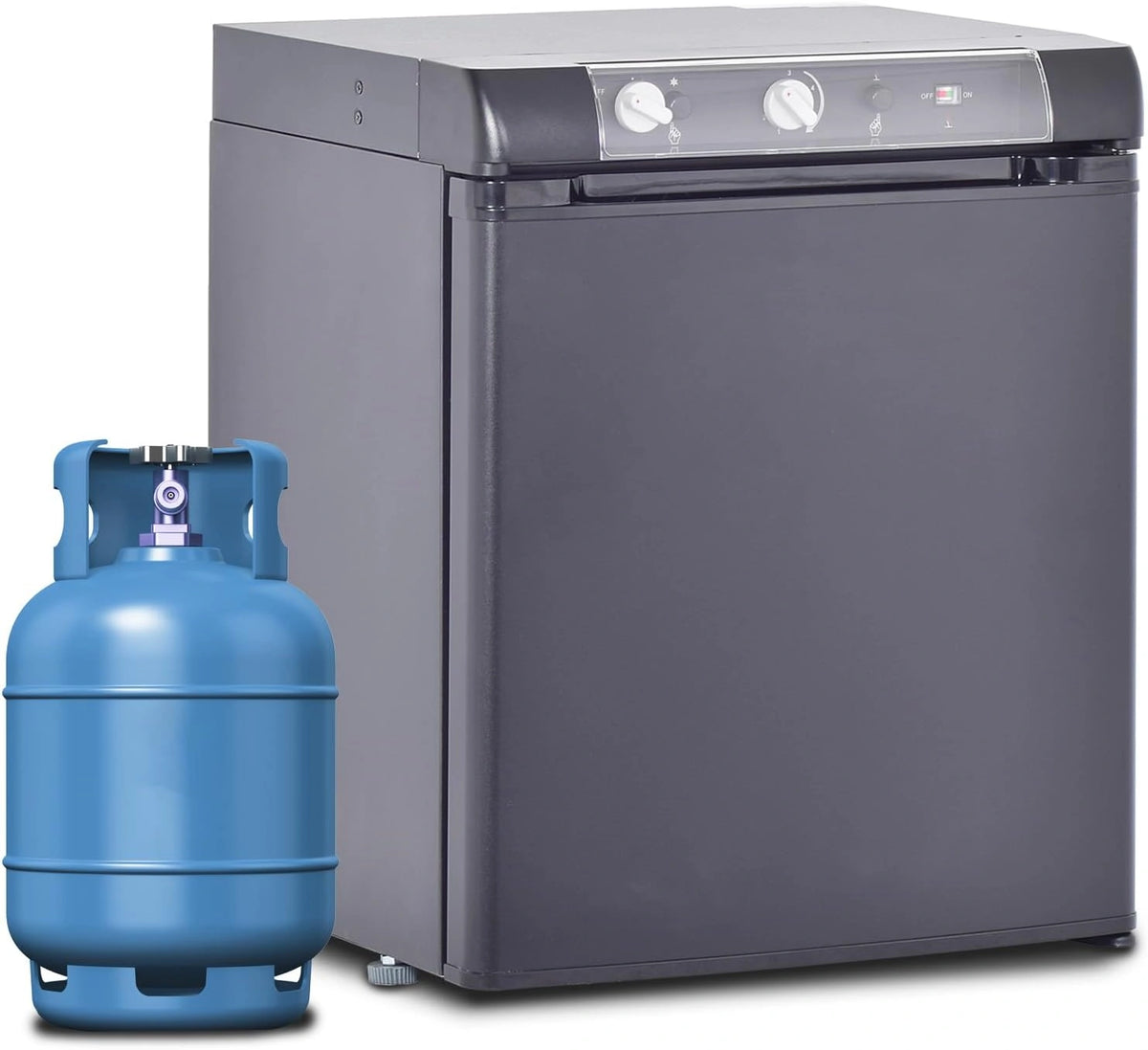 Refrigerador Trivalente 60L para Camper, 12V/220V y Gas Butano, Silencioso, Color Negro