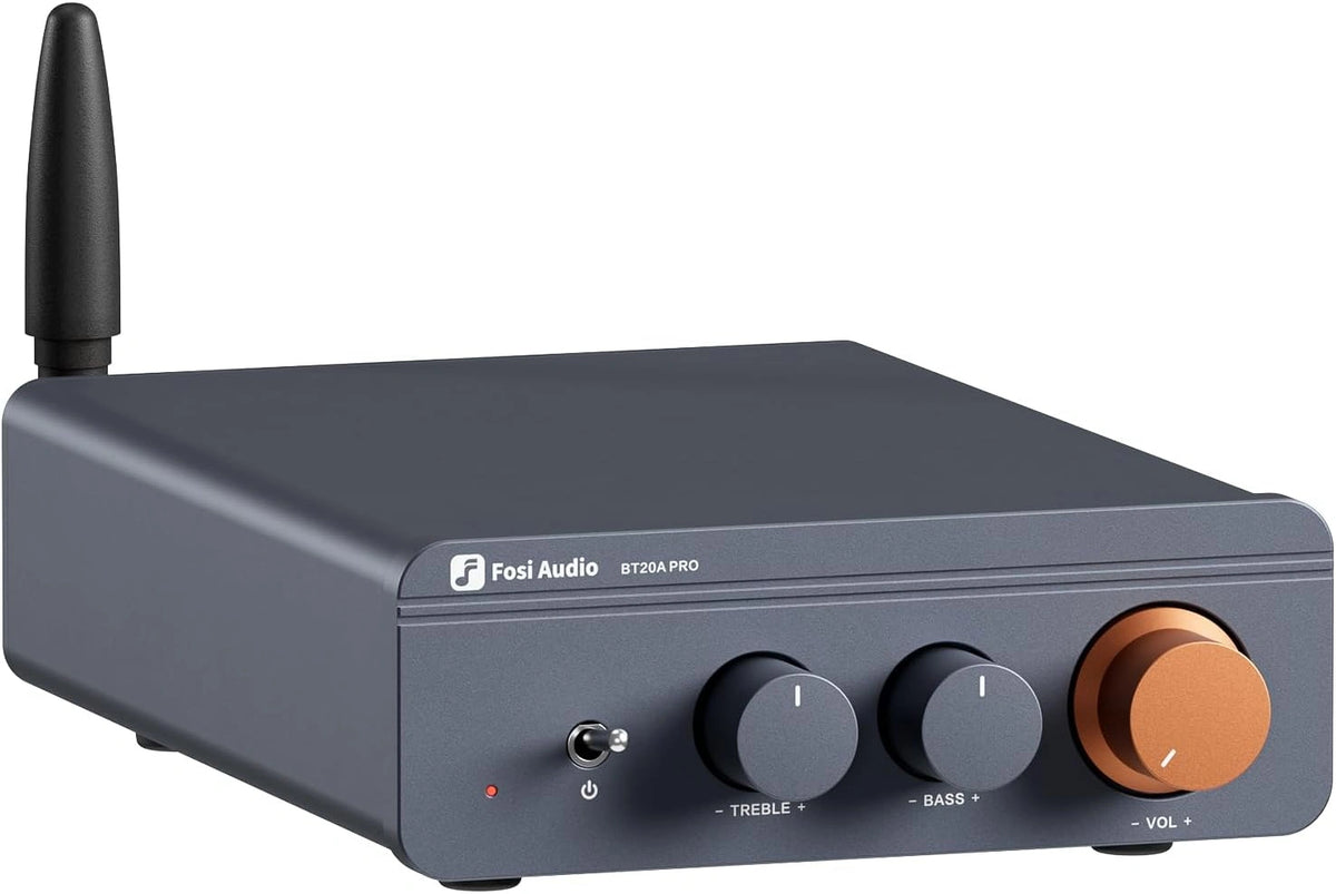 Amplificador HiFi Fosi Audio BT20A Pro 2x300W, Bluetooth, Chip TPA3255, Clase D, Ajuste Graves/Agudos