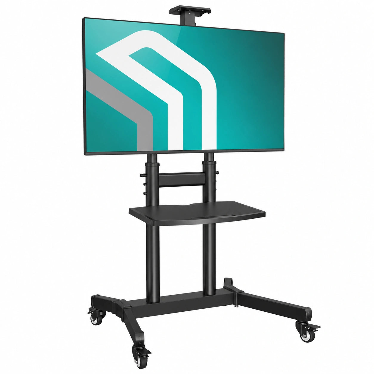 Carrito para TV de 50-90'' con Ruedas, Capacidad 100 kg, VESA 200x200-800x600, Ajustable con Balda, Negro