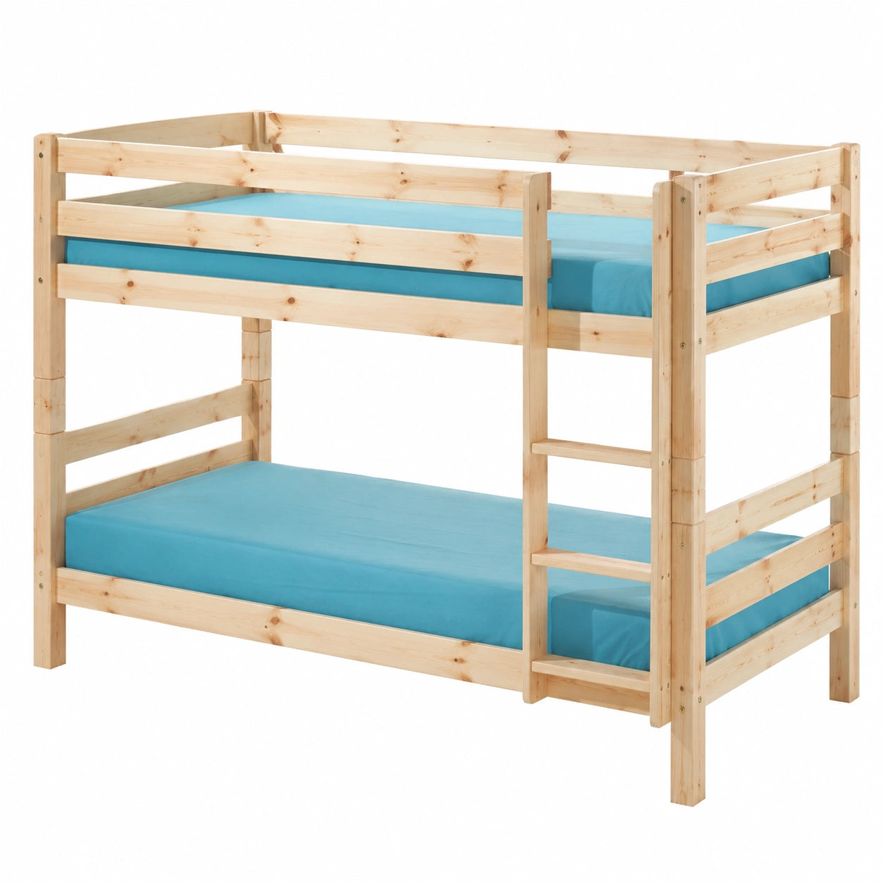 Cama Alta de Pino Lacado Natural 90x200 cm con Estructura Robusta