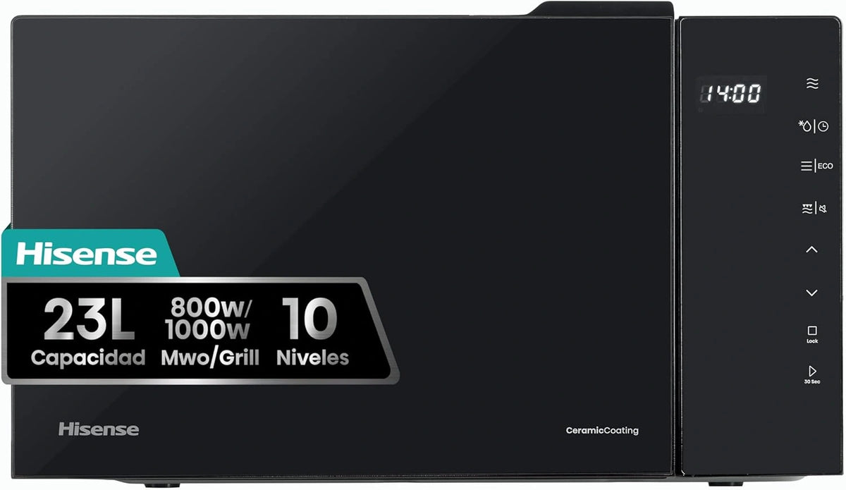Microondas Digital Hisense 23L con Grill, 1000W, Cer¨¢mico, Cristal Premium, Modo ECO