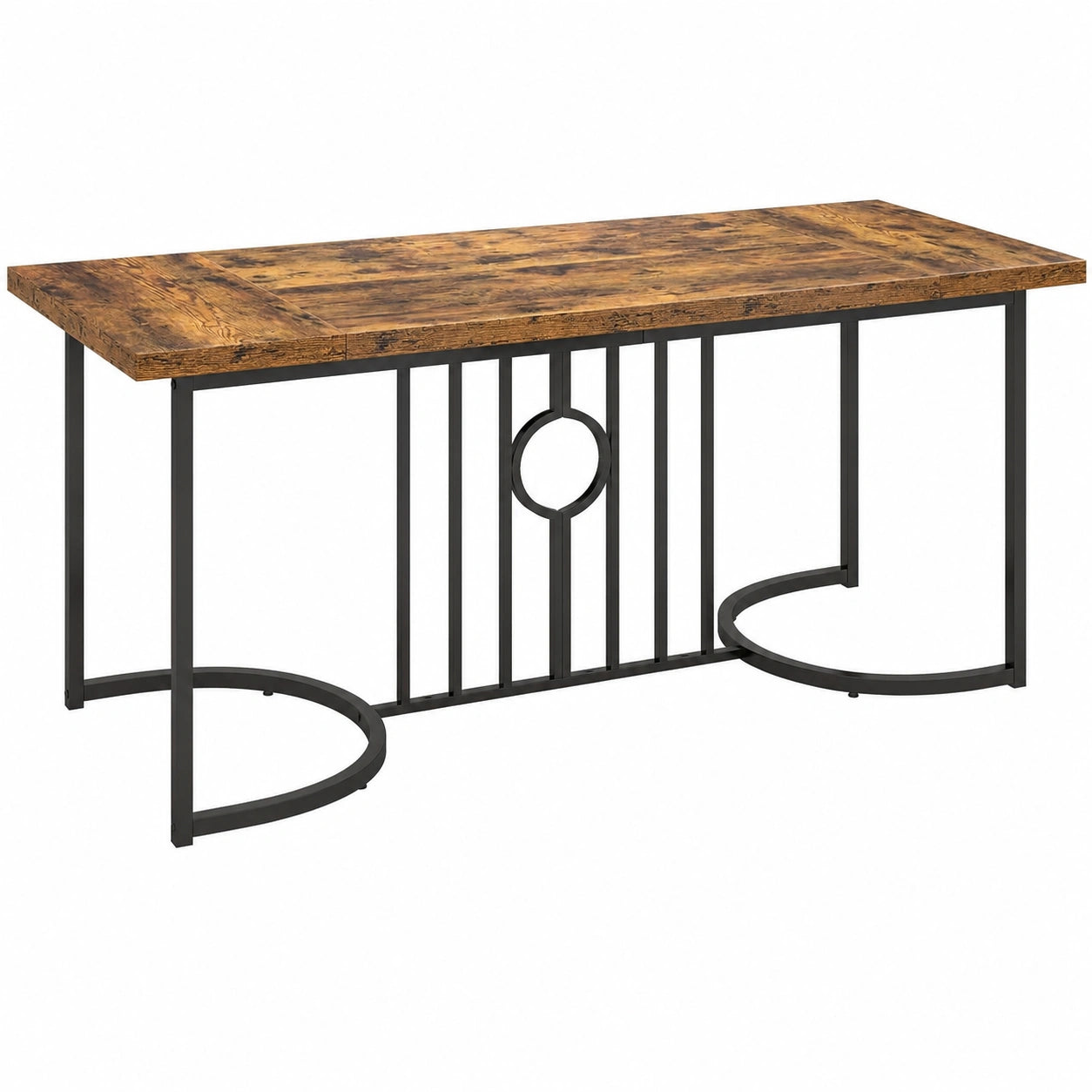 Mesa de Comedor Espaciosa para 6-8 Personas, 180x79x75 cm, Diseño Moderno de Madera y Metal