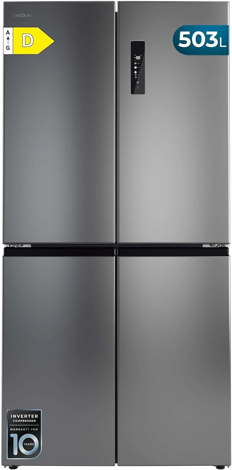 Cecotec Nevera Americana 4 Puertas Bolero CoolMarket 503L, Inverter, NoFrost, Multi AirFlow
