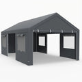 Garaje Port¨¢til Impermeable para Coche 3.6x6m, con Ventanas y Puertas Desmontables, Lona de PE, Color Gris