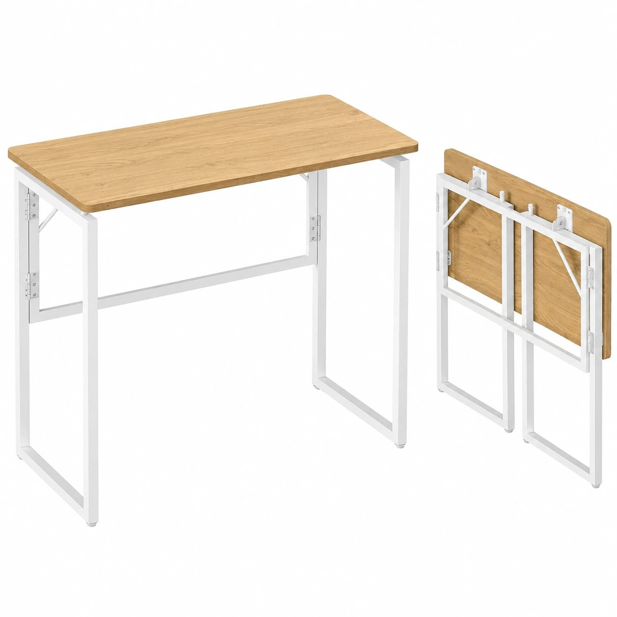 VASAGLE Mesa Plegable de Roble, Escritorio Compacto para Dormitorio, Balcón o Camping, Montaje Sencillo, 80 x 40 cm