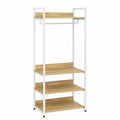 Perchero Industrial WOLTU de Metal y Madera con Zapatero y 3 Estantes