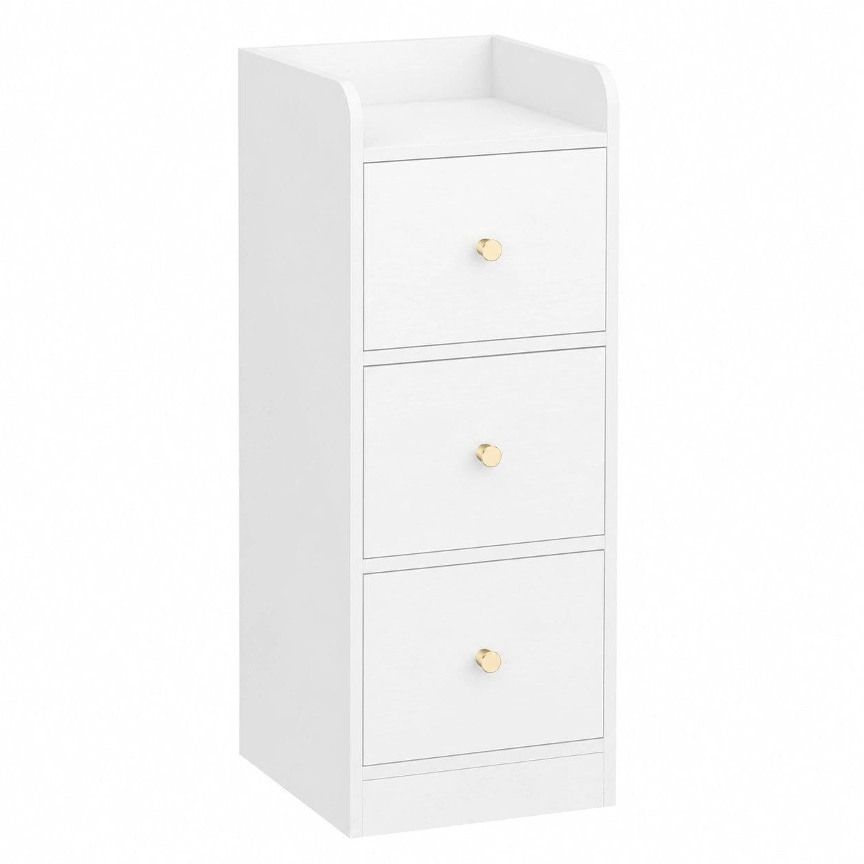 Mesilla de Noche Blanca con 3 Cajones, para Dormitorio o Salón, 30x24x60 cm