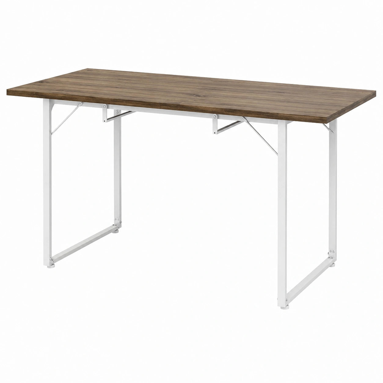 Mesa de Comedor Extensible para 4-6 Personas con Patas Metálicas, Marrón 120-160x80x75 cm