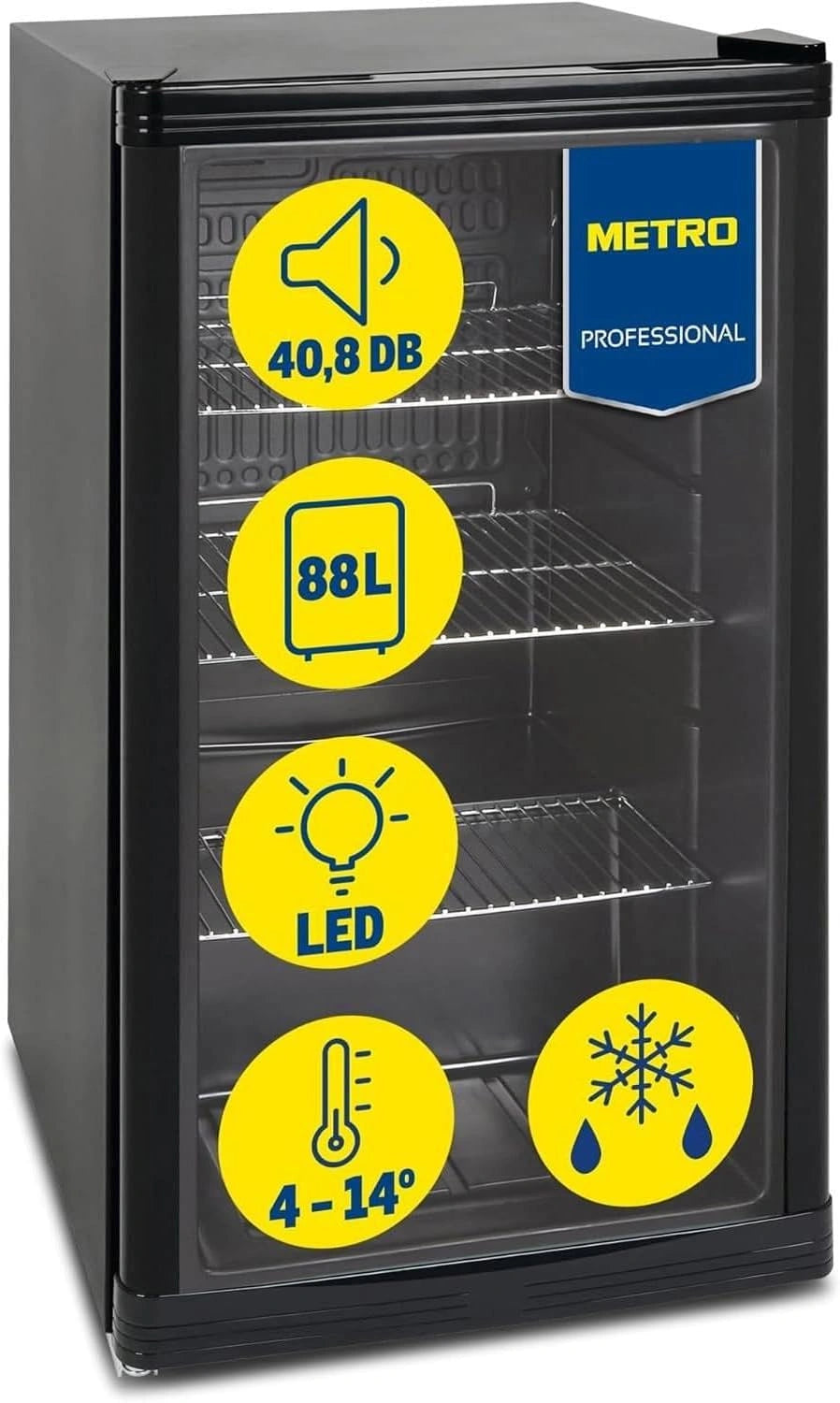 Frigor¨ªfico Mini METRO Professional 88L Negro con Puerta de Cristal