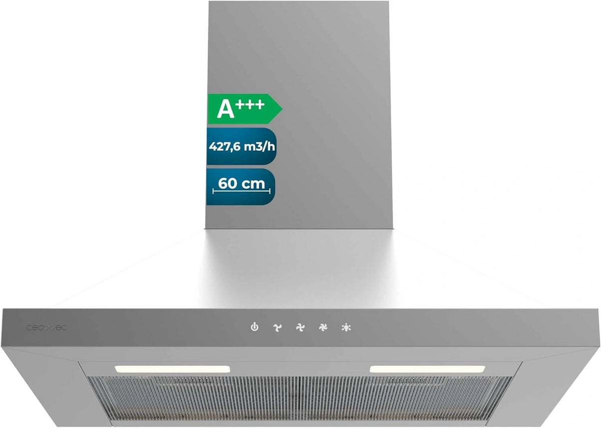 Cecotec Campana Extractora 60cm Inox A+++ con Luz LED y Control T¨¢ctil
