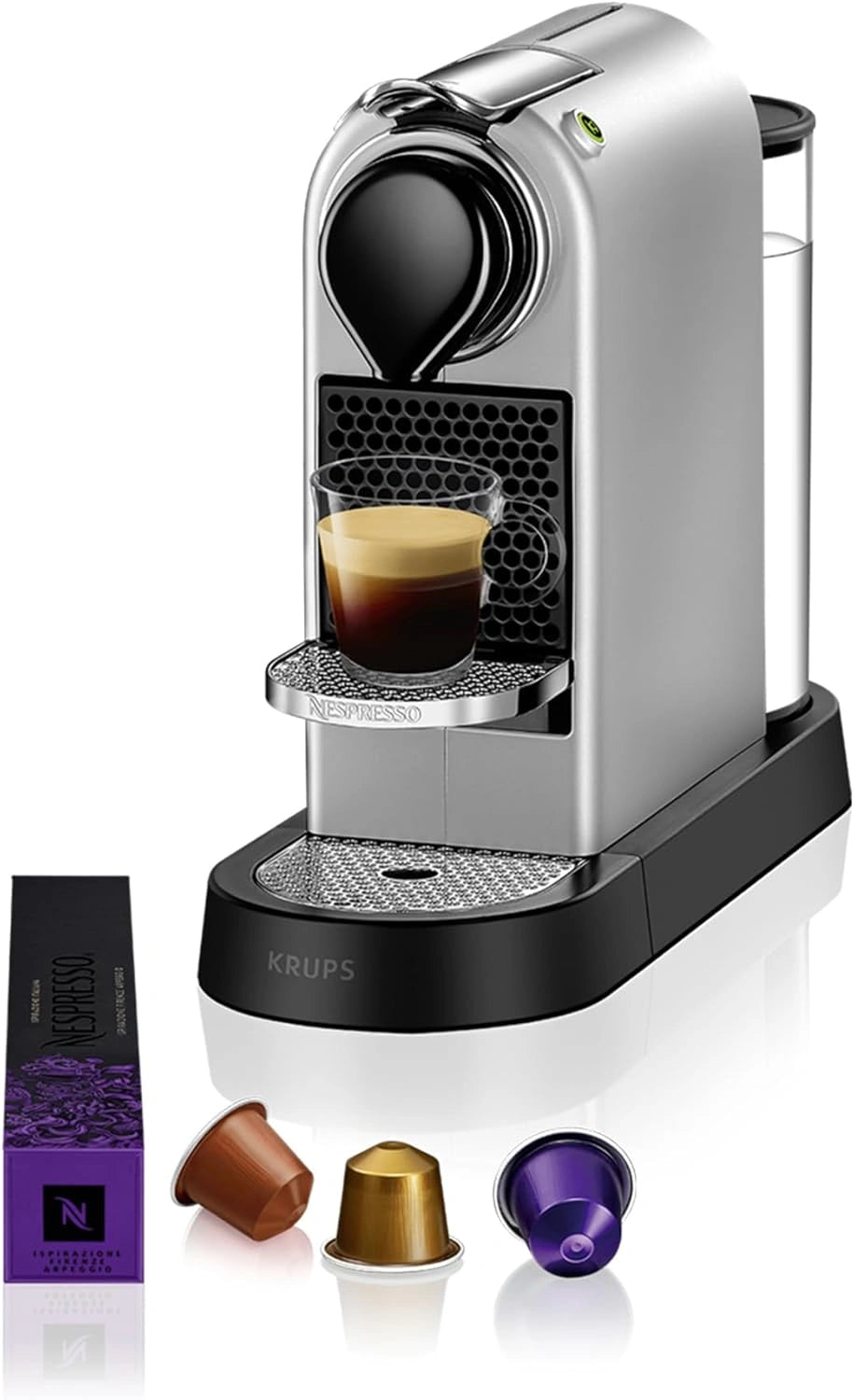 M¨¢quina de Caf¨¦ Krups Nespresso Citiz, 19 Bares, Dise?o Elegante, Tecnolog¨ªa Thermoblock, Ahorro Energ¨¦tico, Incluye Kit de Bienvenida, Color Plata
