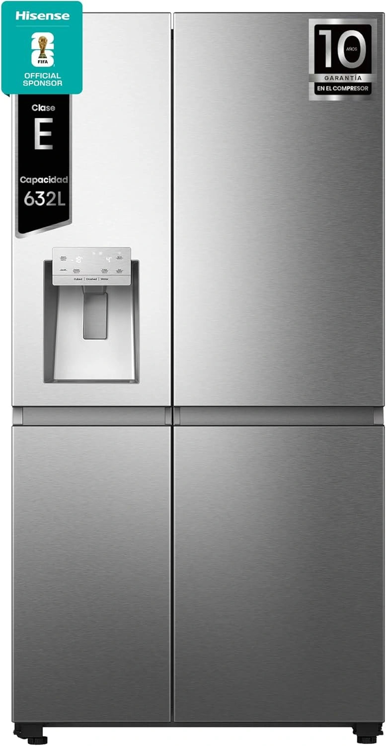 Hisense Frigor¨ªfico Americano 632L Inox con Tecnolog¨ªa Inverter y Dispensador