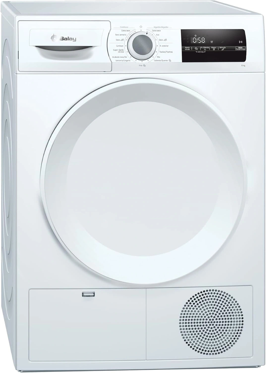 Secadora Balay de Bomba de Calor 8 kg, Instalaci¨®n Libre, Antivibraci¨®n, Programa R¨¢pido, Blanco