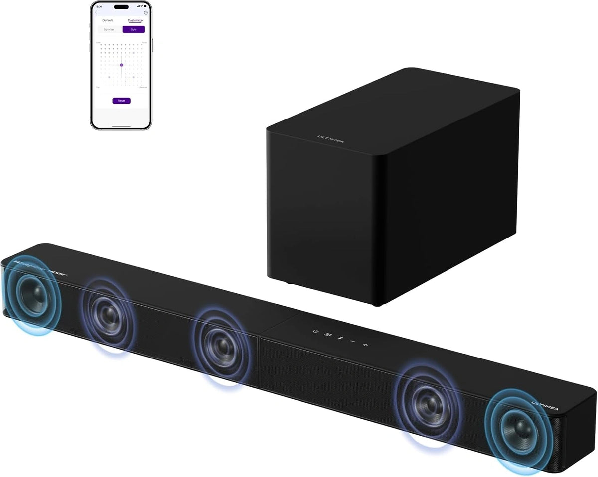 Barra de Sonido 5.1 con Dolby Atmos para Cine en Casa, Subwoofer y Bluetooth, 340W